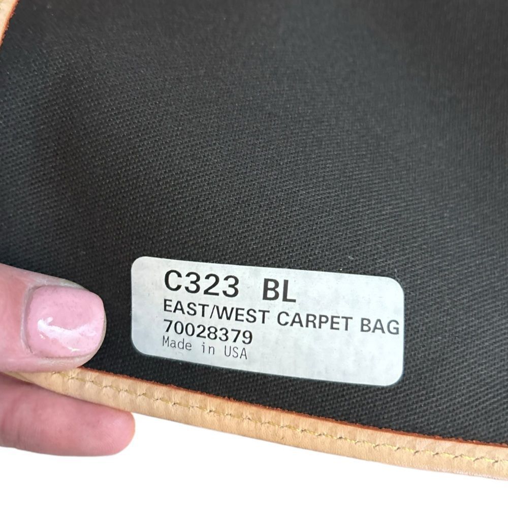 Vintage Dooney & Bourke Black Canvas & Naked Tan Leather East West‎ Carpet Bag - Picture 14 of 15